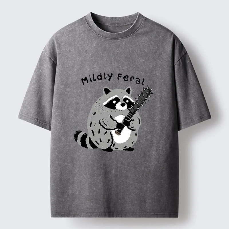 Tokyo-Tiger Cute But Feral Raccoon Cartoon Washed T-Shirt