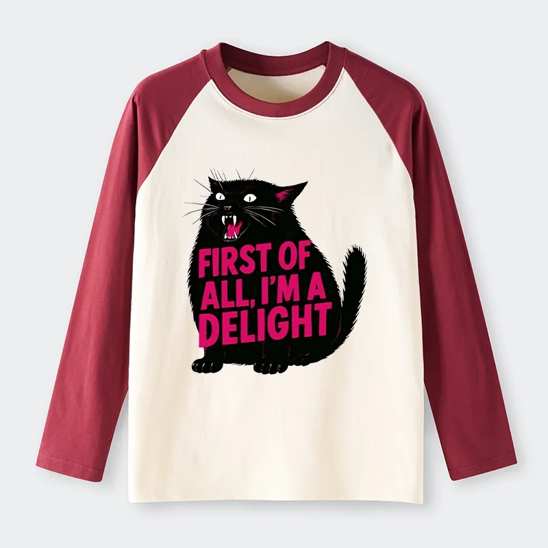 Tokyo-Tiger Roaring Black Cat Raglan Long Sleeve T-shirt