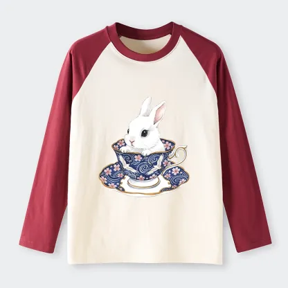 Tokyo-Tiger Cute Rabbit Tea Set Raglan Long Sleeve T-shirt