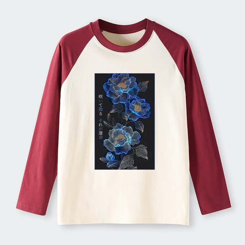 Tokyo-Tiger The Sea Of Flowers In The Darkness Raglan Long Sleeve T-shirt