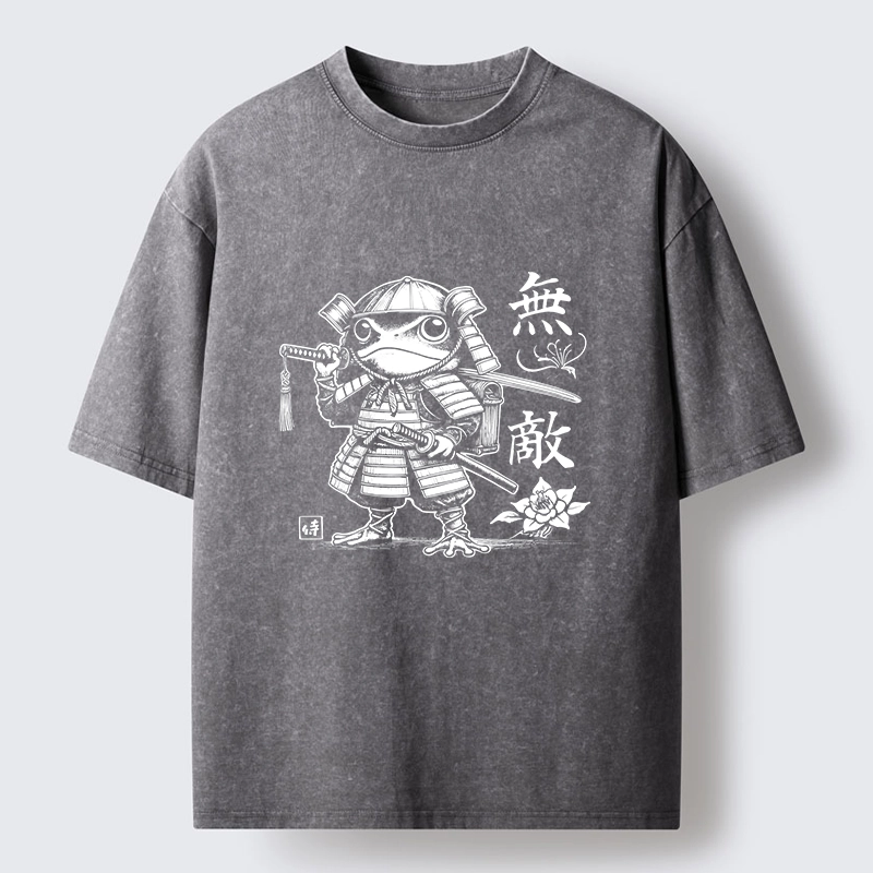 Tokyo-Tiger Samurai Frog Warrior Washed T-Shirt