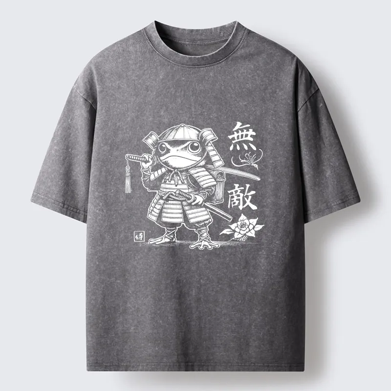 Tokyo-Tiger Samurai Frog Warrior Washed T-Shirt