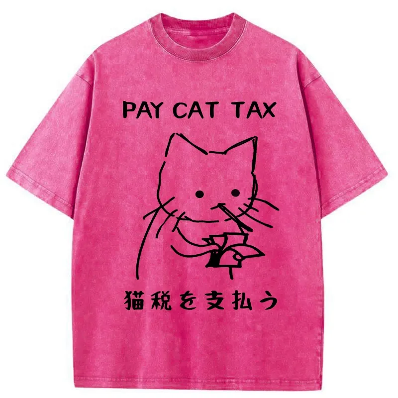 Tokyo-Tiger Pay Cat Tax Washed T-Shirt
