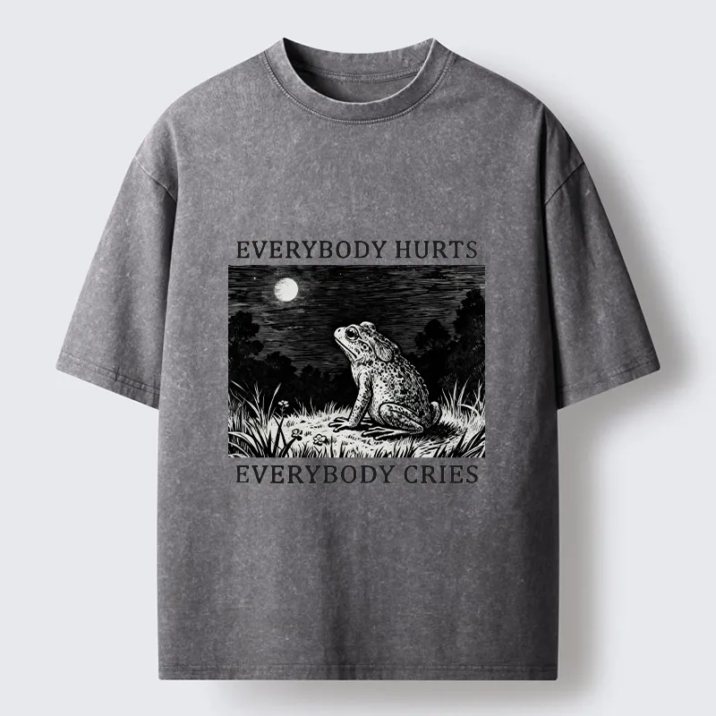 Tokyo-Tiger Lonely Frog Under Moonlight Washed T-Shirt Sale