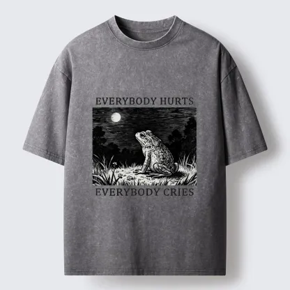 Tokyo-Tiger Lonely Frog Under Moonlight Washed T-Shirt