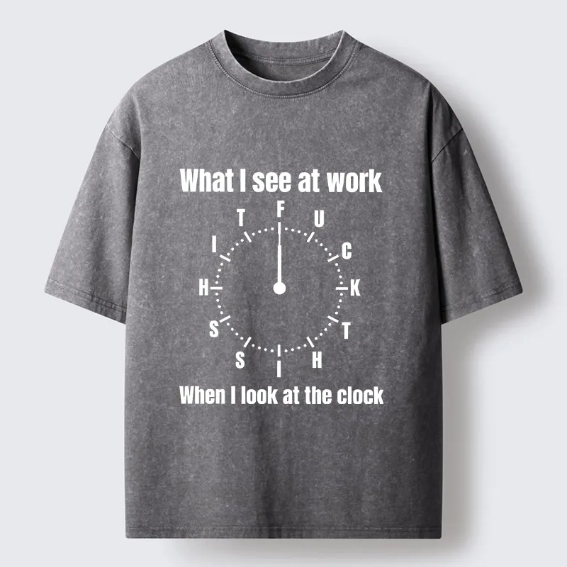 Tokyo-Tiger Funny Work Clock Frustration Washed T-Shirt