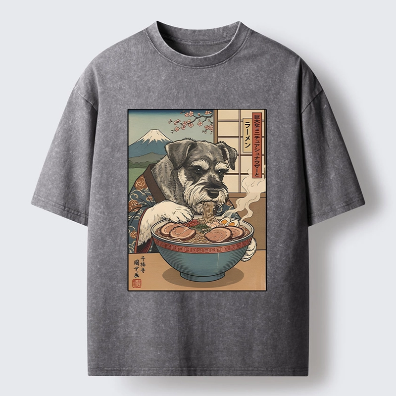 Tokyo-Tiger Dog Ramen Meme Washed T-Shirt