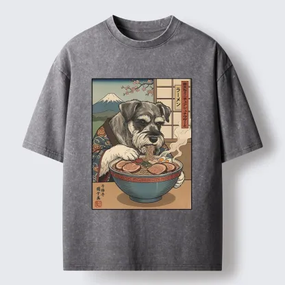 Tokyo-Tiger Dog Ramen Meme Washed T-Shirt
