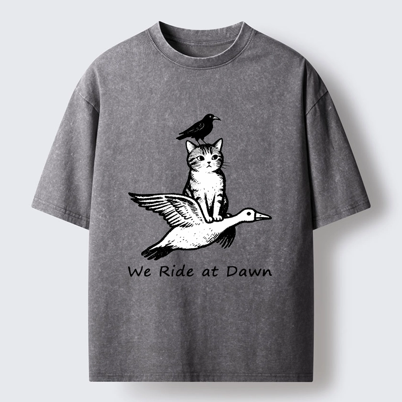 Tokyo-Tiger Funny We Ride At Dawn Washed T-Shirt