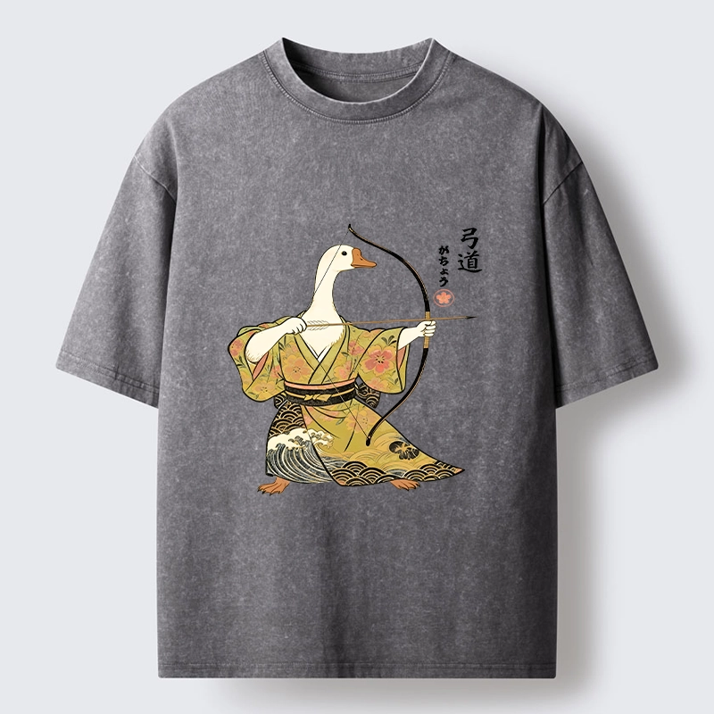 Tokyo-Tiger Goose In Kimono With Bow Washed T-Shirt