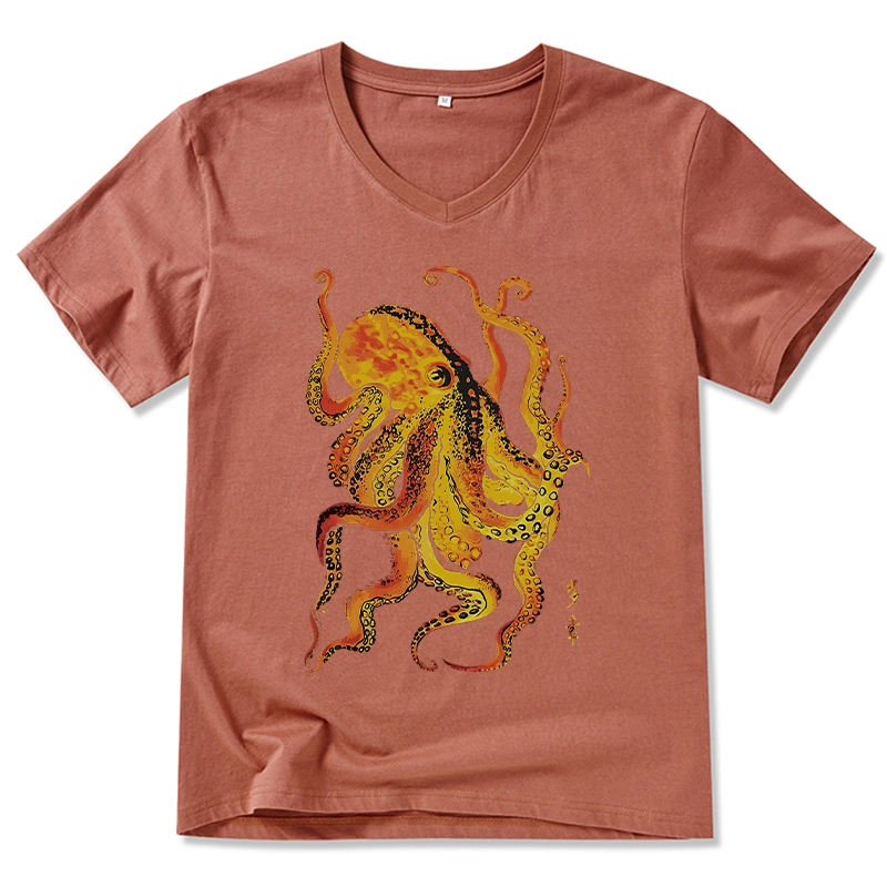 Tokyo-Tiger Deep Sea Gorgeous Octopus V-Neck Classic T-Shirt