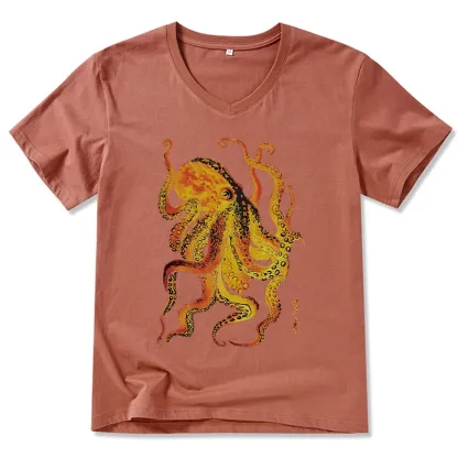Tokyo-Tiger Deep Sea Gorgeous Octopus V-Neck Classic T-Shirt