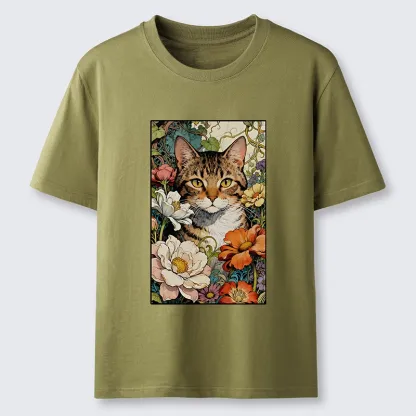 Tokyo-Tiger A Cat Hidden In Flowers Classic T-Shirt