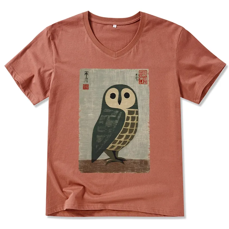 Tokyo-Tiger Traditional Owl In Japanese Art V-Neck Classic T-Shirt