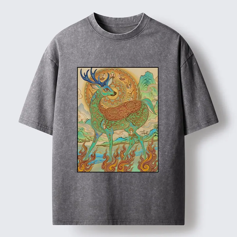 Tokyo-Tiger Mythical Nine Colored Deer Washed T-Shirt