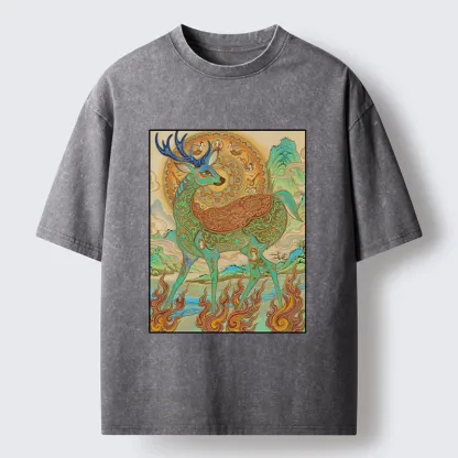 Tokyo-Tiger Mythical Nine Colored Deer Washed T-Shirt