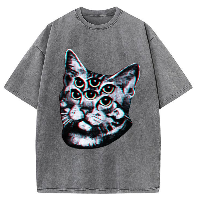 Tokyo-Tiger Six-eyed Cat Washed T-Shirt
