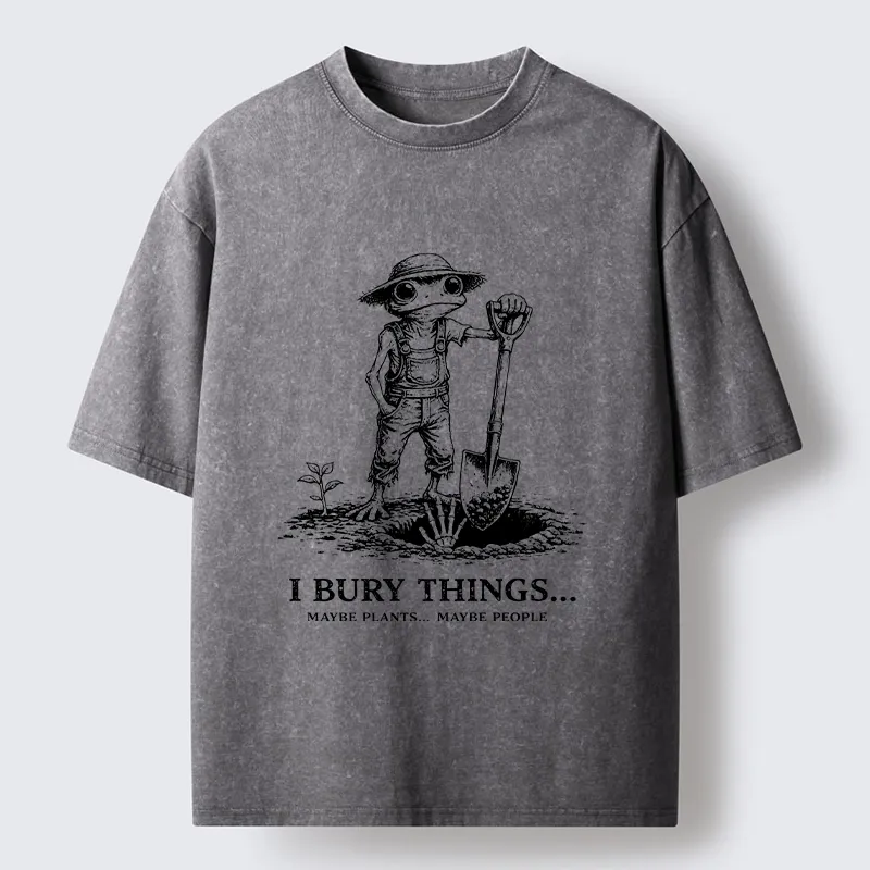 Tokyo-Tiger Frog Bury Things Funny Meme Washed T-Shirt