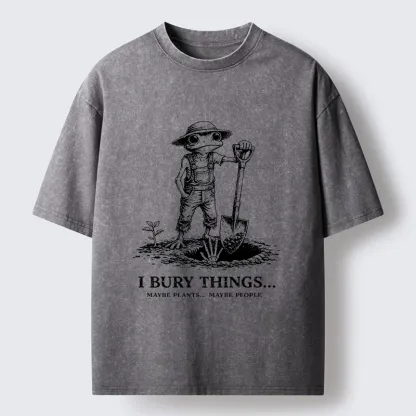 Tokyo-Tiger Frog Bury Things Funny Meme Washed T-Shirt