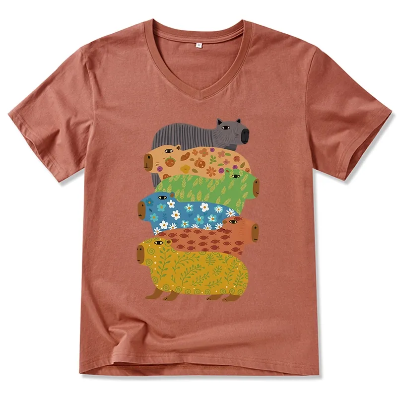Tokyo-Tiger Colorful Capybaras V-Neck Classic T-Shirt