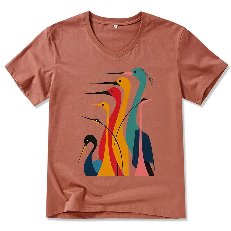 Tokyo-Tiger Various Types Of Cranes V-Neck Classic T-Shirt