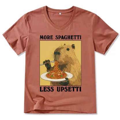 Tokyo-Tiger Capybara Eating Pasta V-Neck Classic T-Shirt