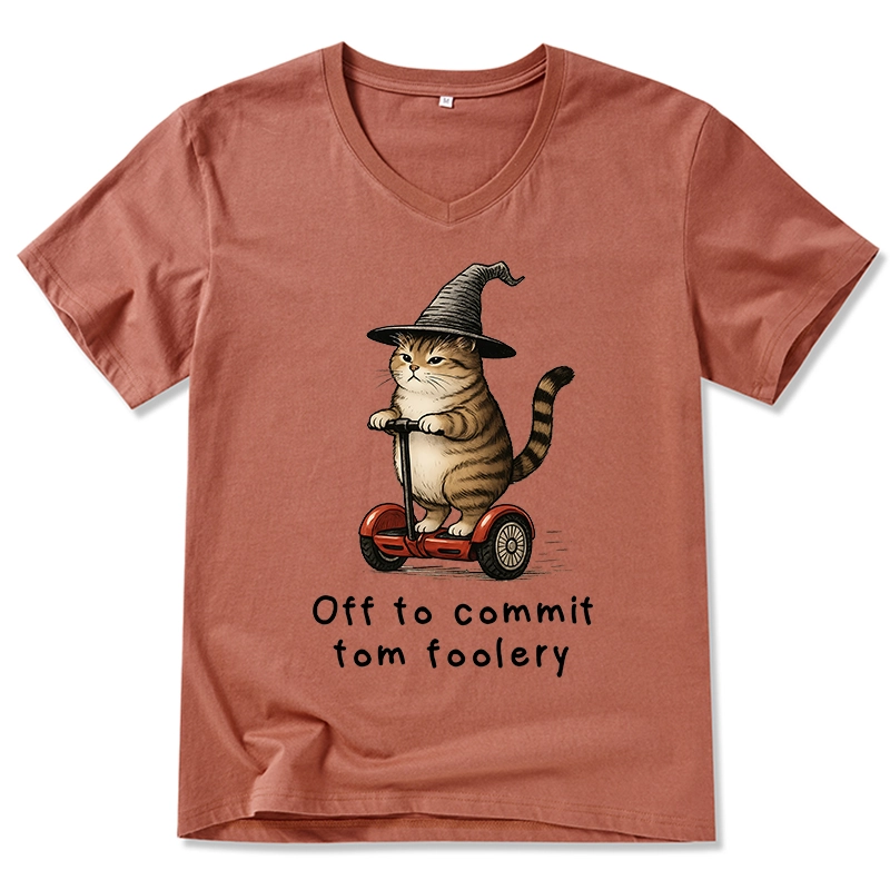 Tokyo-Tiger Orange Cat Riding Segway-style V-Neck Classic T-Shirt