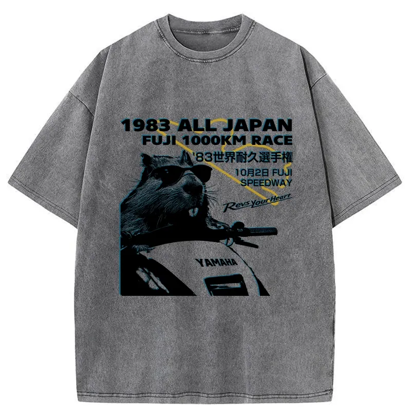 Tokyo-Tiger Funny Racing Beaver Washed T-Shirt