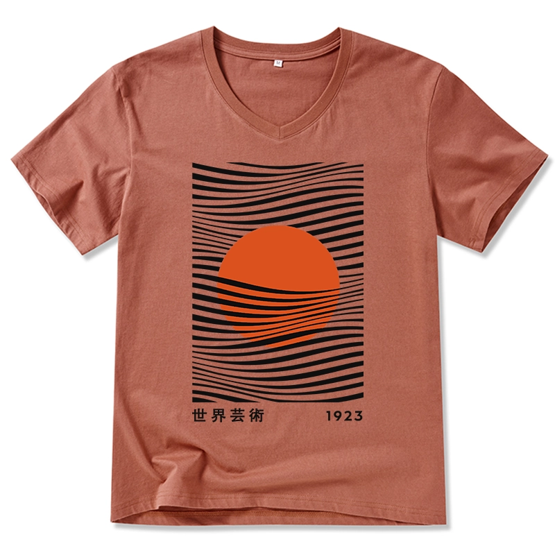 Tokyo-Tiger Minimalist Art Sun V-Neck Classic T-Shirt