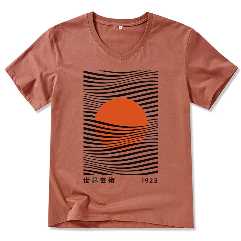 Tokyo-Tiger Minimalist Art Sun V-Neck Classic T-Shirt