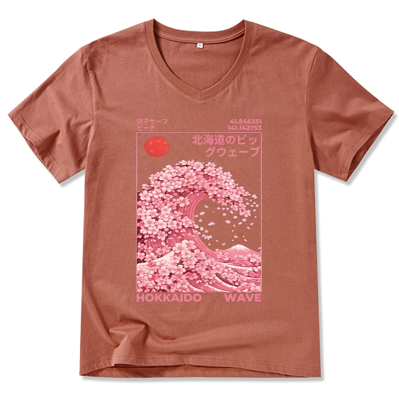 Tokyo-Tiger Sakura Wave V-Neck Classic T-Shirt