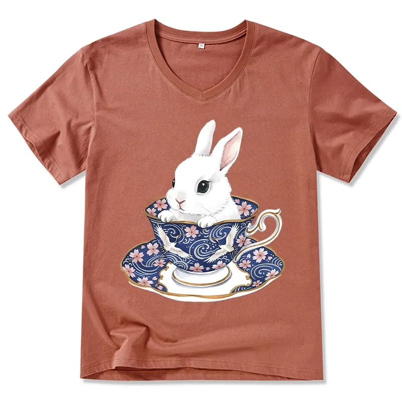 Tokyo-Tiger Cute Rabbit Tea Set V-Neck Classic T-Shirt