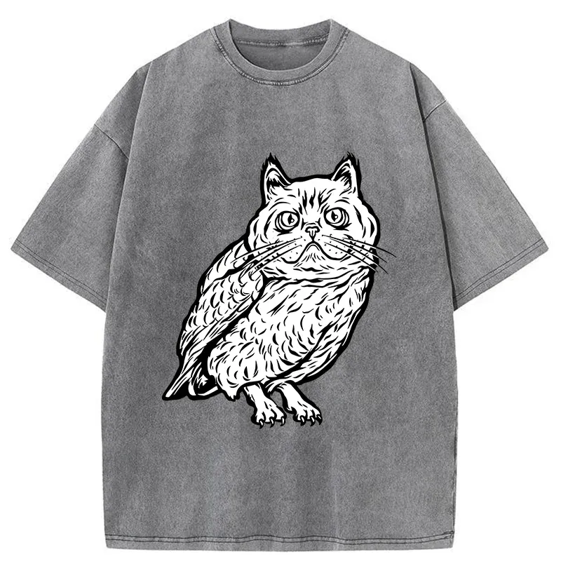 Tokyo-Tiger Cute Japanese Owl Washed T-Shirt