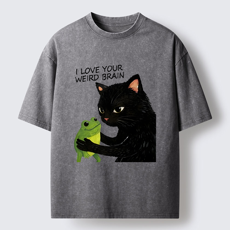 Tokyo-Tiger Cat Eats Frog Washed T-Shirt