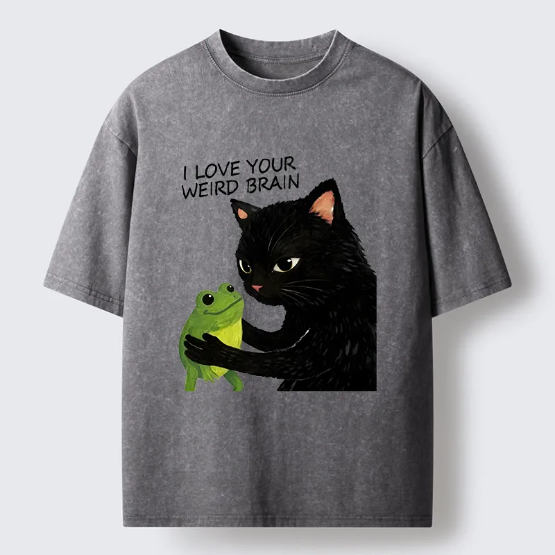 Tokyo-Tiger Cat Eats Frog Washed T-Shirt