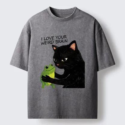 Tokyo-Tiger Cat Eats Frog Washed T-Shirt