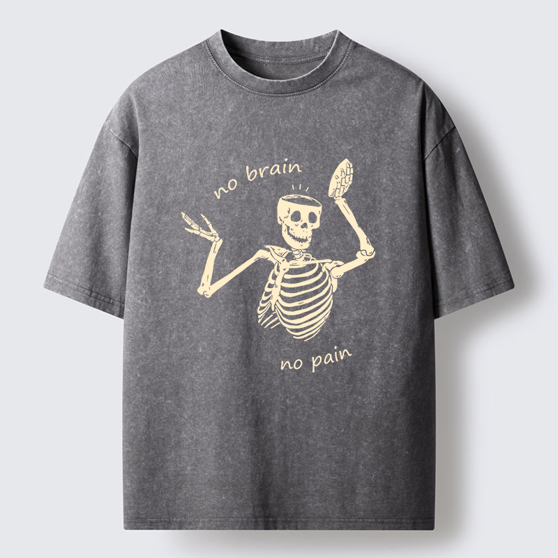 Tokyo-Tiger Skeletons Feel No Pain Washed T-Shirt