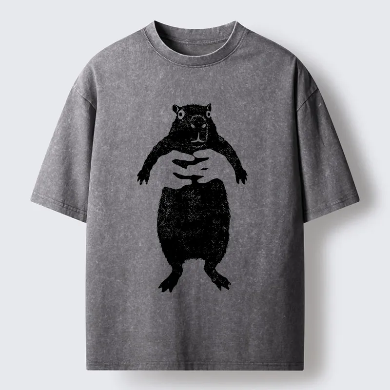 Tokyo-Tiger Cray Capy Capybara Meme Washed T-Shirt