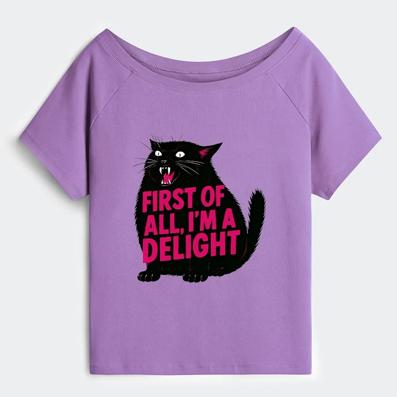 Tokyo-Tiger Roaring Black Cat Off Shoulder T-Shirt