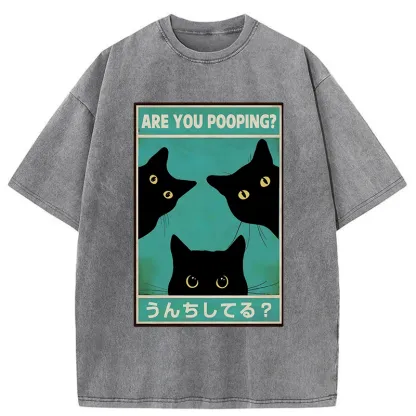 Tokyo-Tiger Cats Watching You Poop Washed T-Shirt