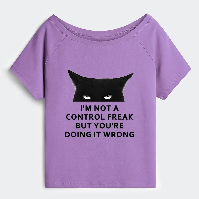 Tokyo-Tiger Control Freak Funny Off Shoulder T-Shirt