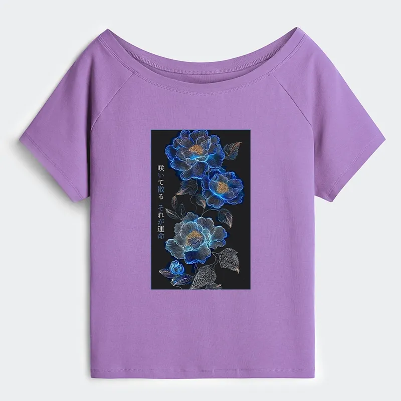 Tokyo-Tiger The Sea Of Flowers In The Darkness Off Shoulder T-Shirt