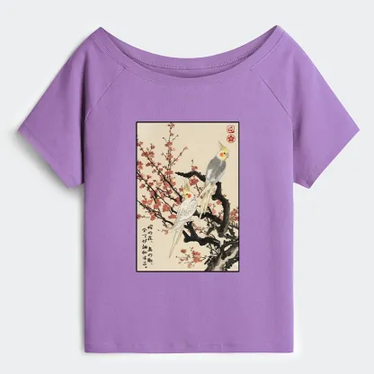 Tokyo-Tiger Whispers of Silent Blossoms Off Shoulder T-Shirt