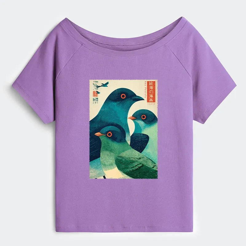 Tokyo-Tiger Petrels Of The Painted Sea Off Shoulder T-Shirt