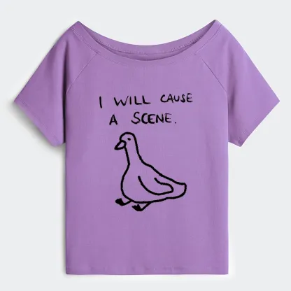 Tokyo-Tiger Stupid Goose Funny Japan Retro Off Shoulder T-Shirt