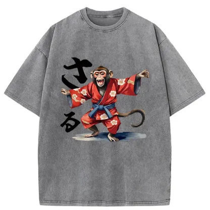 Tokyo-Tiger Dancing Monkey Washed T-Shirt