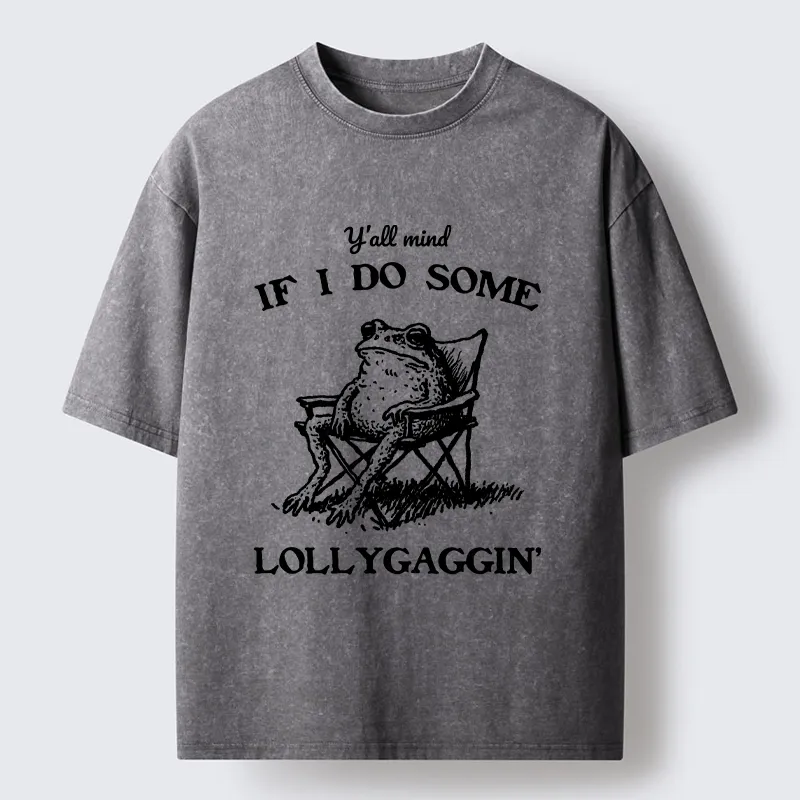 Tokyo-Tiger Funny Frog Lollygagging Washed T-Shirt