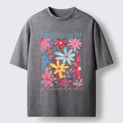 Tokyo-Tiger Positive Flower Vibe Washed T-Shirt