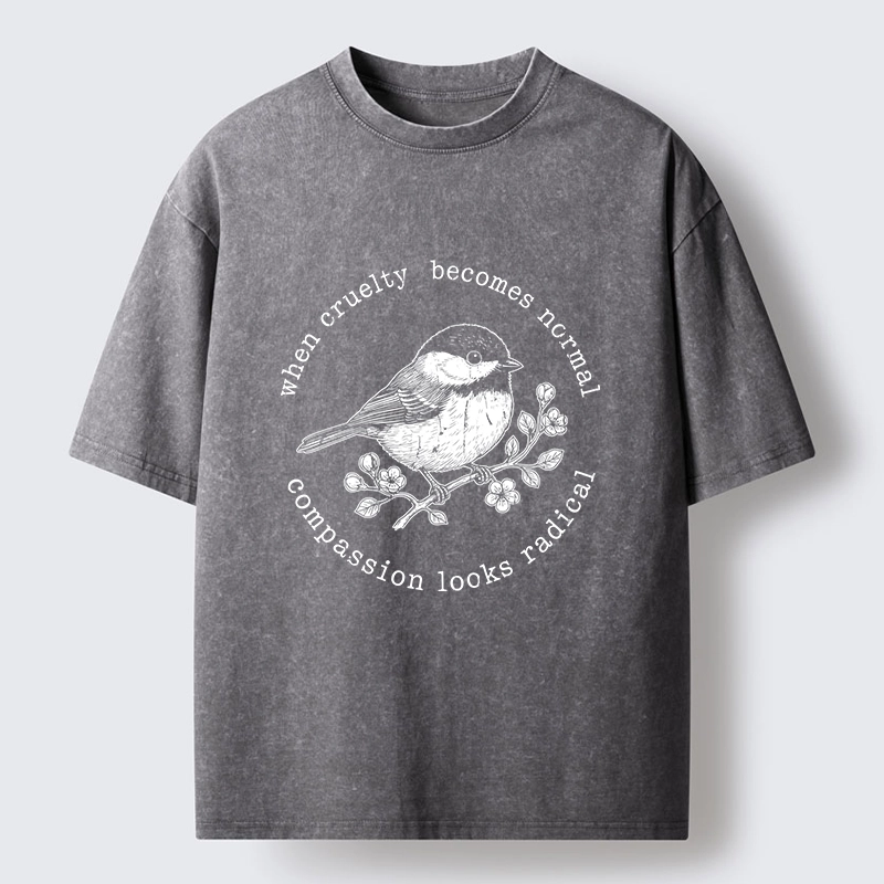 Tokyo-Tiger Anti Cruelty Bird Washed T-Shirt