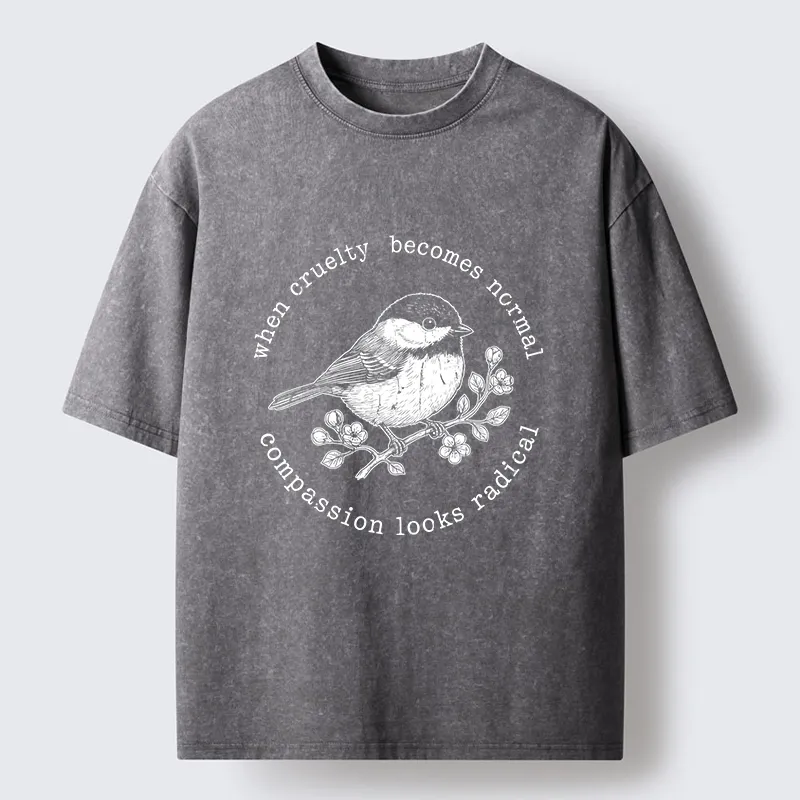 Tokyo-Tiger Anti Cruelty Bird Washed T-Shirt